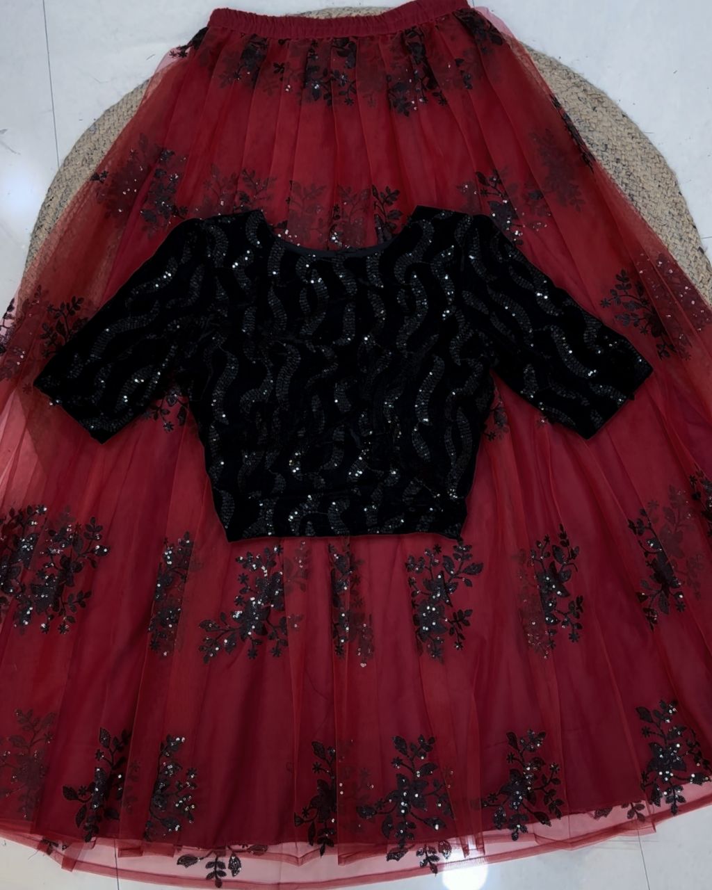 1 Pongal Lehenga Red