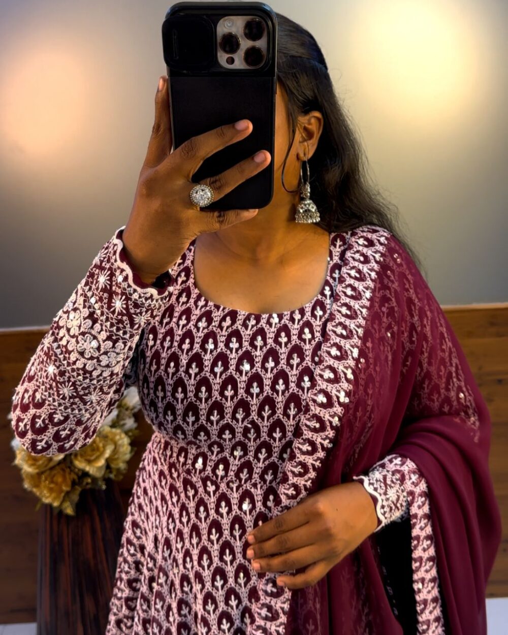 1 Nandhini Gown - Wine - Image 3