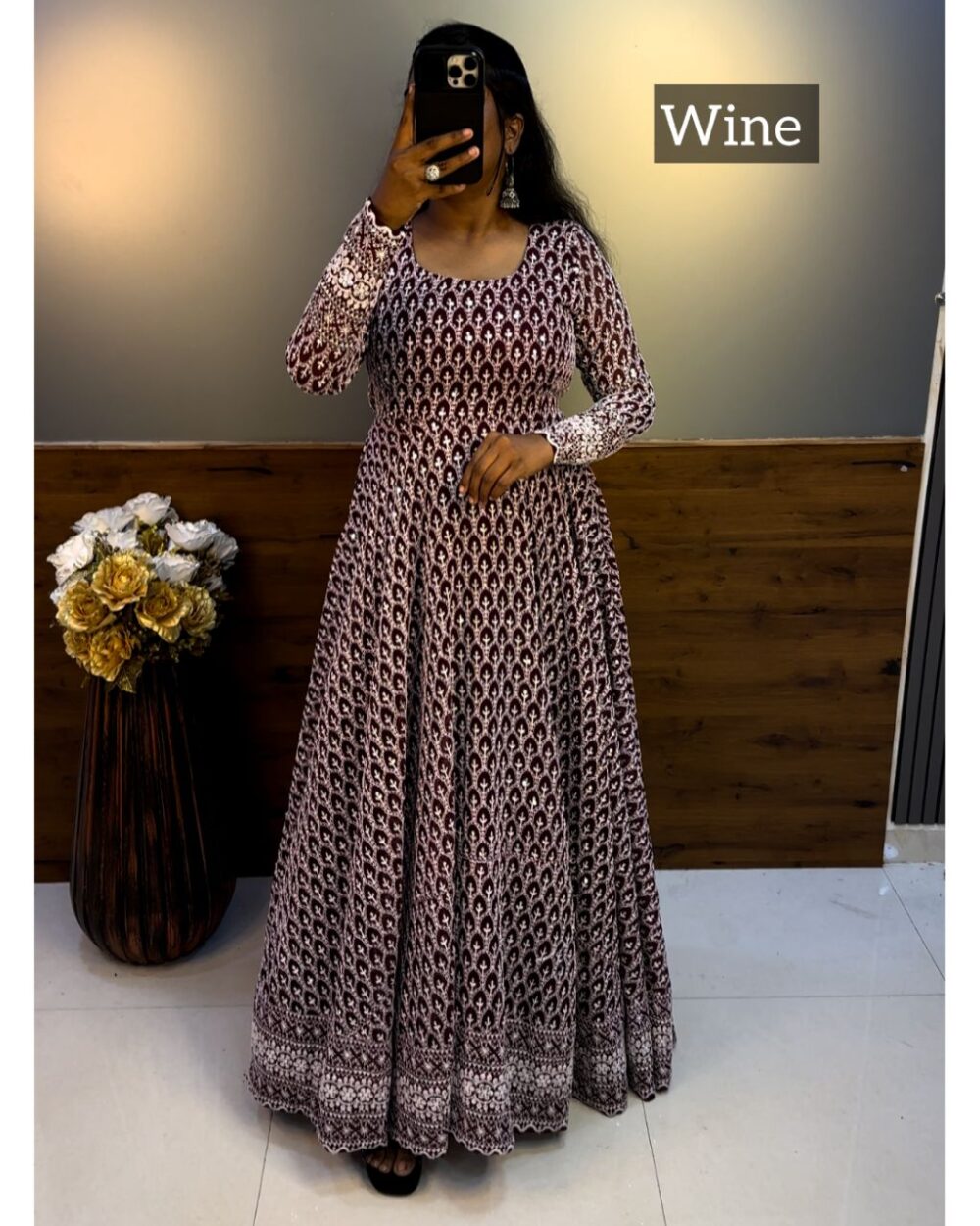 1 Nandhini Gown - Wine - Image 5