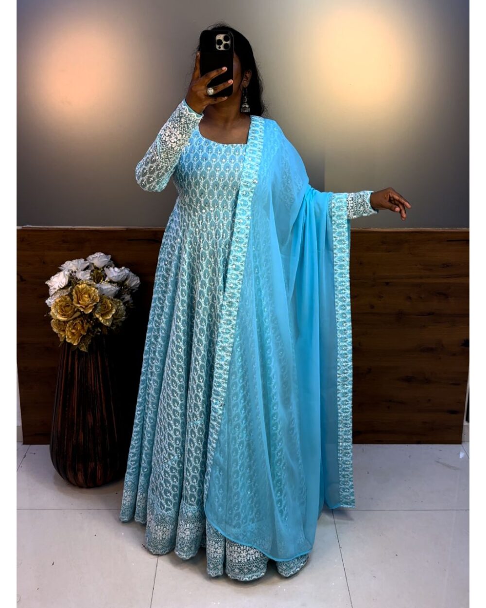 1 Nandhini Gown - Blue - Image 2