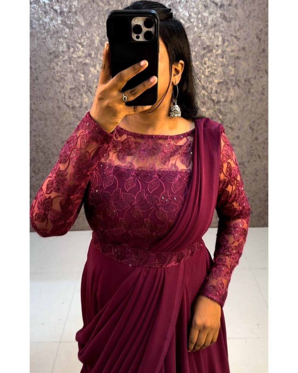Flower Gown (Wine)