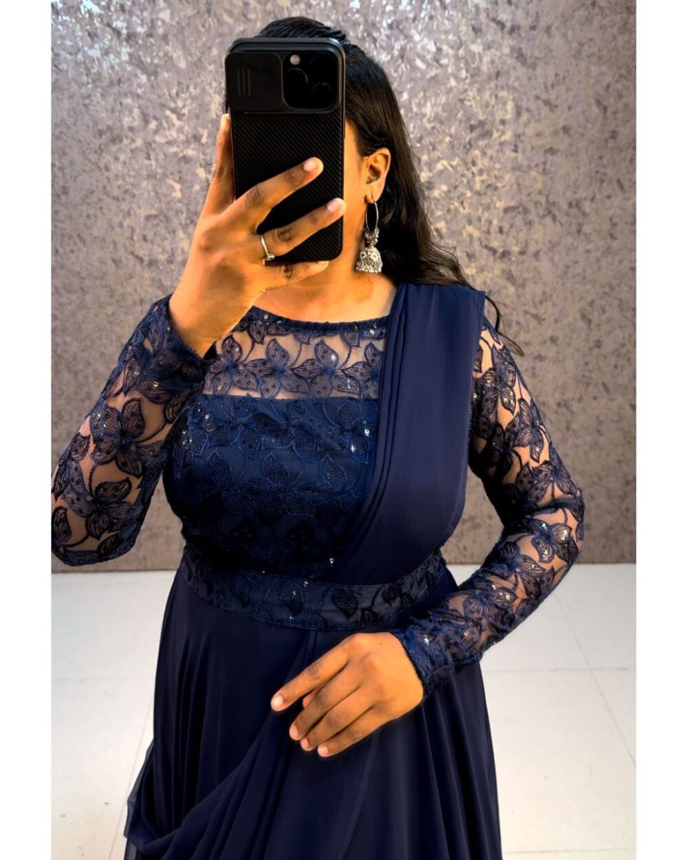 Flower Gown (Navy Blue)