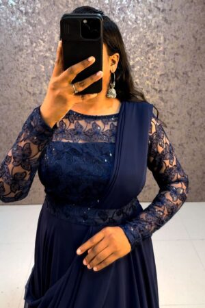 Flower Gown (Navy Blue)